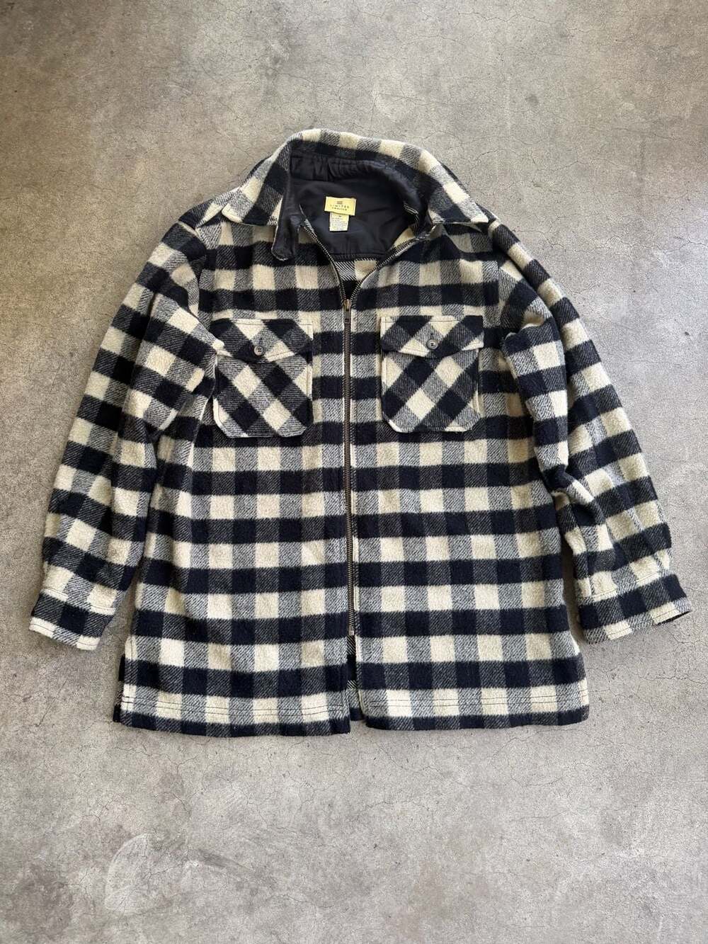 Vintage Limited America Buffalo Plaid Wool Mohair Blend Zip-Up Jacket, Size S